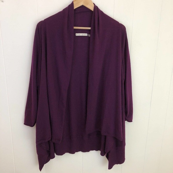 Alice + Olivia Wool and Cashmere Purple Draped Izzy Cardigan Women’s Size Small - Picture 1 of 16